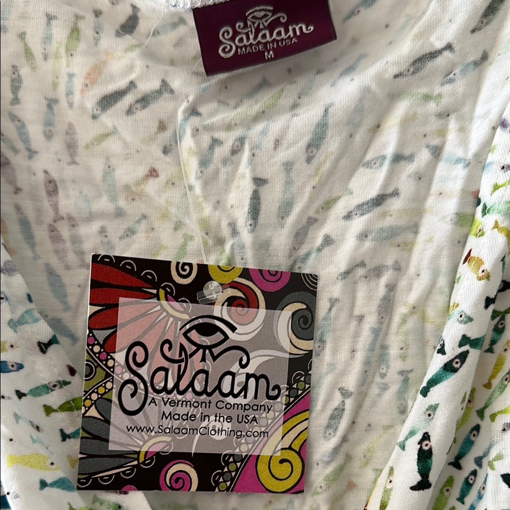 Salaam multicolor, fish Drape Blouse in the USA - Picture 2 of 5